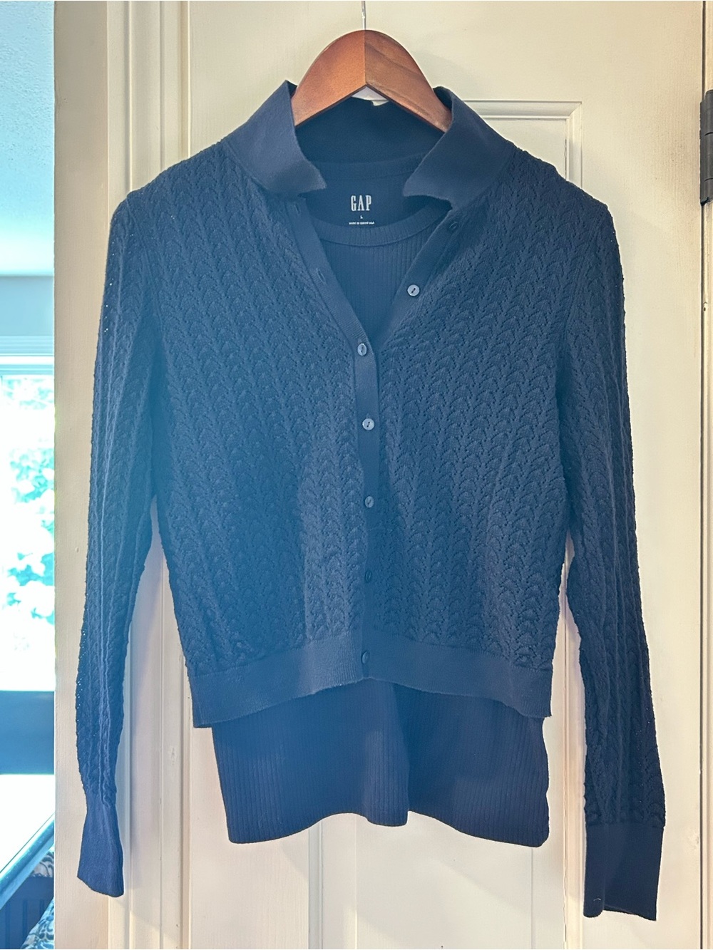 GAP Navy Rib Tank with Navy Button-Front Cardigan Set - Picture 15 of 15